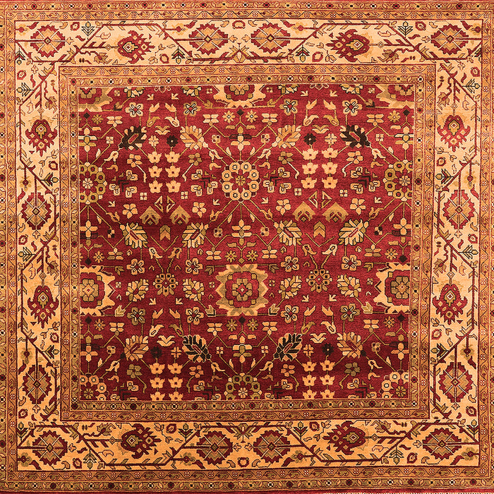 Square Oriental Orange Industrial Rug, urb2030org