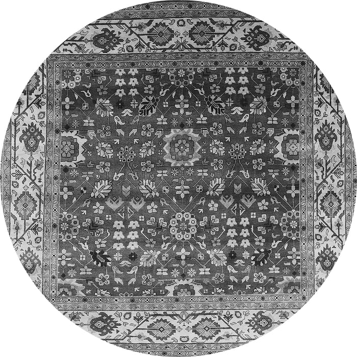 Round Oriental Gray Industrial Rug, urb2030gry