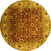 Round Oriental Yellow Industrial Rug, urb2030yw