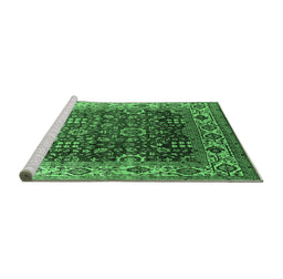 Sideview of Machine Washable Oriental Emerald Green Industrial Area Rugs, wshurb2030emgrn