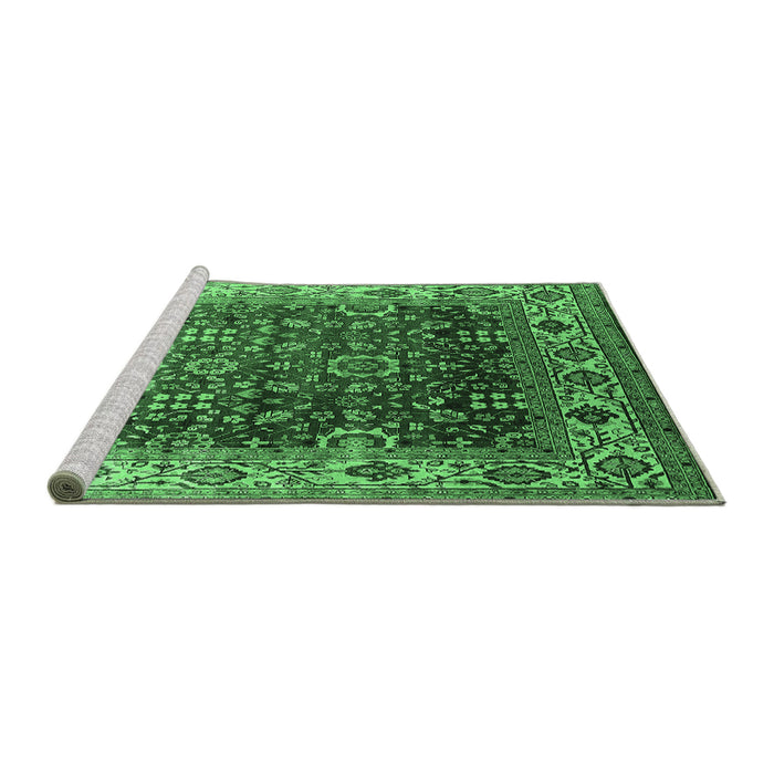 Sideview of Machine Washable Oriental Emerald Green Industrial Area Rugs, wshurb2030emgrn