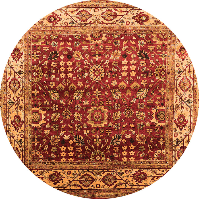 Round Oriental Orange Industrial Rug, urb2030org