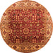 Round Oriental Orange Industrial Rug, urb2030org