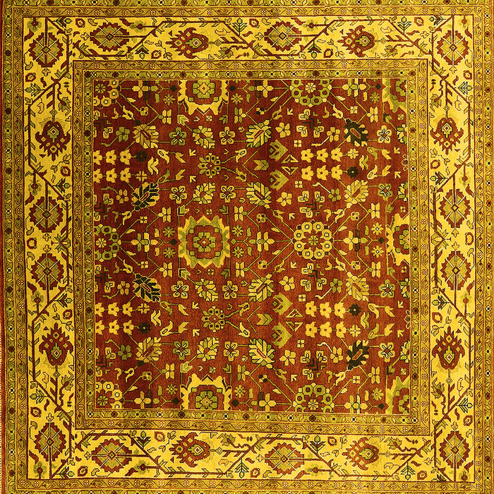 Square Machine Washable Oriental Yellow Industrial Rug, wshurb2030yw