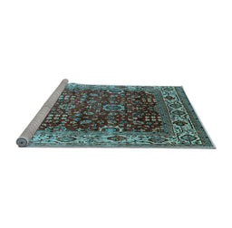 Sideview of Machine Washable Oriental Light Blue Industrial Rug, wshurb2030lblu