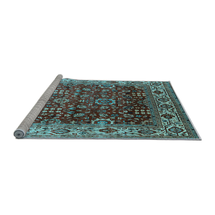 Sideview of Machine Washable Oriental Light Blue Industrial Rug, wshurb2030lblu