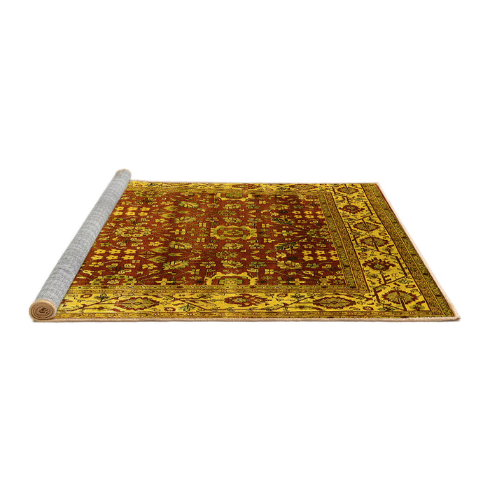 Sideview of Machine Washable Oriental Yellow Industrial Rug, wshurb2030yw