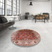 Round Mid-Century Modern Red Oriental Rug in a Office, urb2030