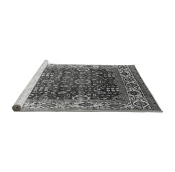 Sideview of Machine Washable Oriental Gray Industrial Rug, wshurb2030gry