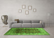 Machine Washable Oriental Green Industrial Area Rugs in a Living Room,, wshurb2030grn