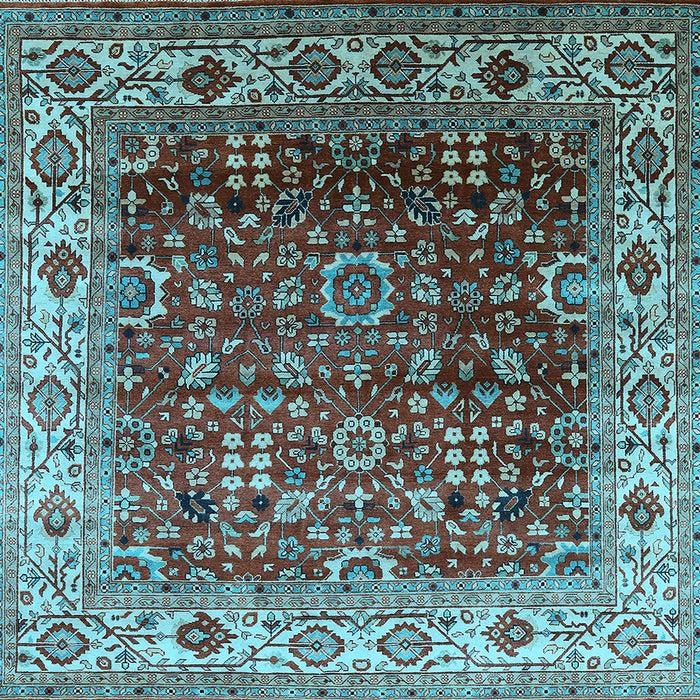 Square Machine Washable Oriental Light Blue Industrial Rug, wshurb2030lblu