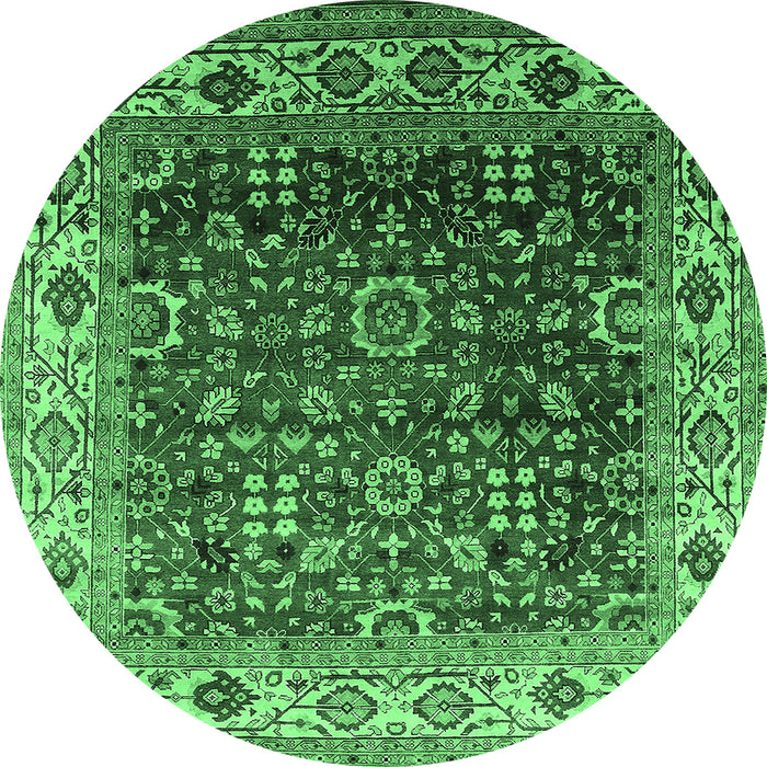 Round Machine Washable Oriental Emerald Green Industrial Area Rugs, wshurb2030emgrn