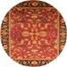 Round Oriental Orange Traditional Rug, urb2031org