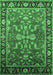 Machine Washable Oriental Emerald Green Traditional Area Rugs, wshurb2031emgrn