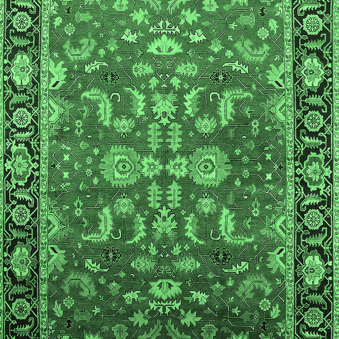 Machine Washable Oriental Emerald Green Traditional Area Rugs, wshurb2031emgrn