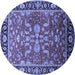 Round Oriental Blue Traditional Rug, urb2031blu