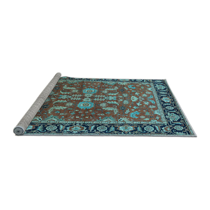 Sideview of Machine Washable Oriental Light Blue Traditional Rug, wshurb2031lblu