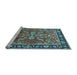 Sideview of Machine Washable Oriental Light Blue Traditional Rug, wshurb2031lblu