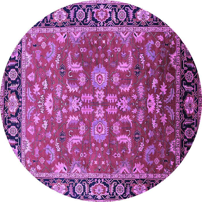 Round Machine Washable Oriental Purple Traditional Area Rugs, wshurb2031pur