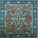 Square Machine Washable Oriental Light Blue Traditional Rug, wshurb2031lblu