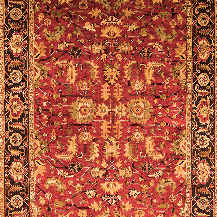 Machine Washable Oriental Orange Traditional Area Rugs, wshurb2031org