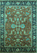 Machine Washable Oriental Turquoise Traditional Area Rugs, wshurb2031turq