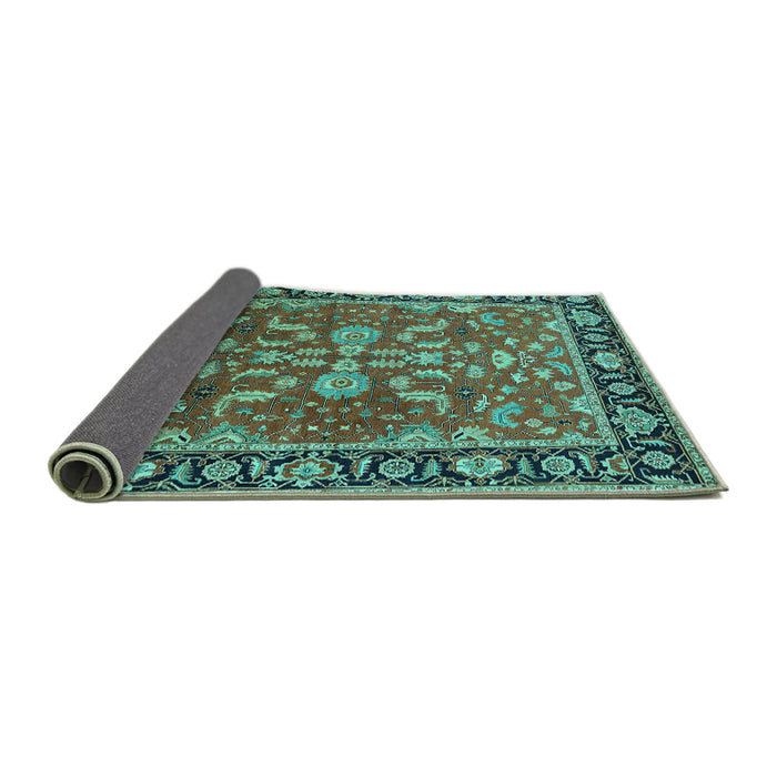 Sideview of Oriental Turquoise Traditional Rug, urb2031turq