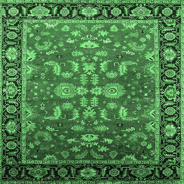 Square Oriental Emerald Green Traditional Rug, urb2031emgrn