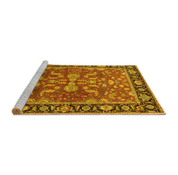 Sideview of Machine Washable Oriental Yellow Traditional Rug, wshurb2031yw
