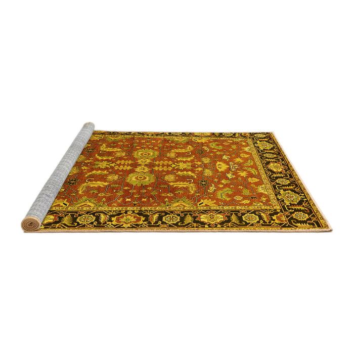 Sideview of Machine Washable Oriental Yellow Traditional Rug, wshurb2031yw