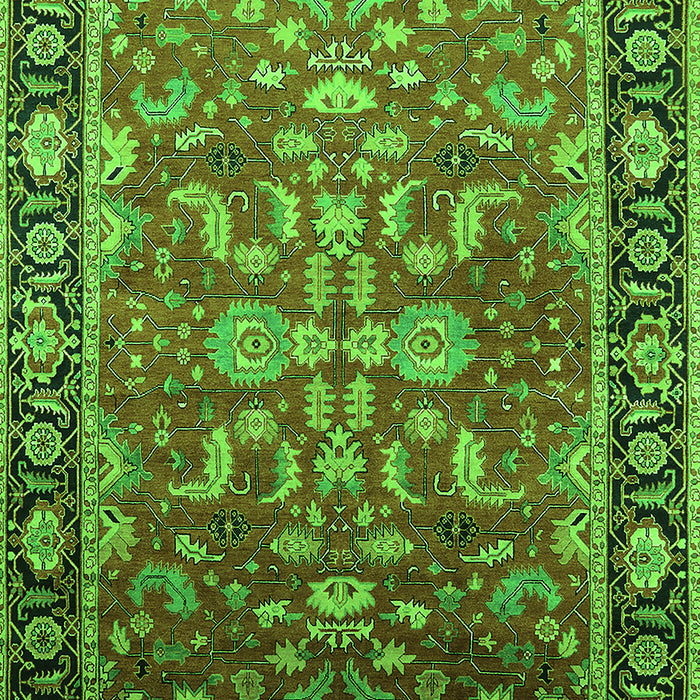 Machine Washable Oriental Green Traditional Area Rugs, wshurb2031grn