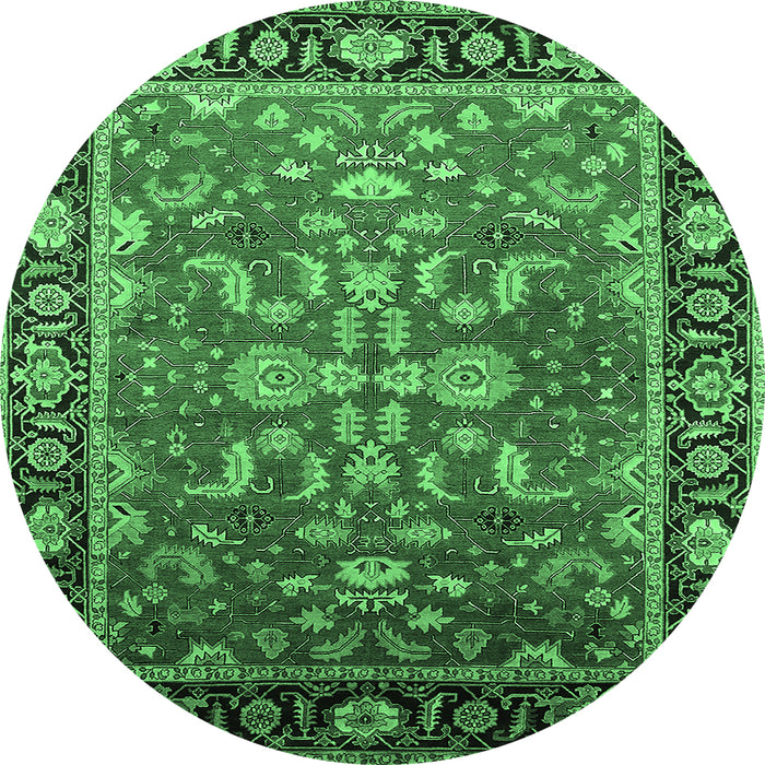Round Oriental Emerald Green Traditional Rug, urb2031emgrn