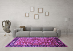 Machine Washable Oriental Purple Traditional Area Rugs in a Living Room, wshurb2031pur