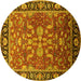 Round Oriental Yellow Traditional Rug, urb2031yw