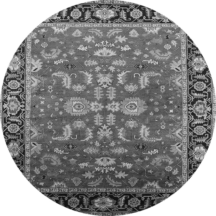 Round Machine Washable Oriental Gray Traditional Rug, wshurb2031gry