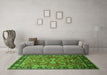 Machine Washable Oriental Green Traditional Area Rugs in a Living Room,, wshurb2031grn