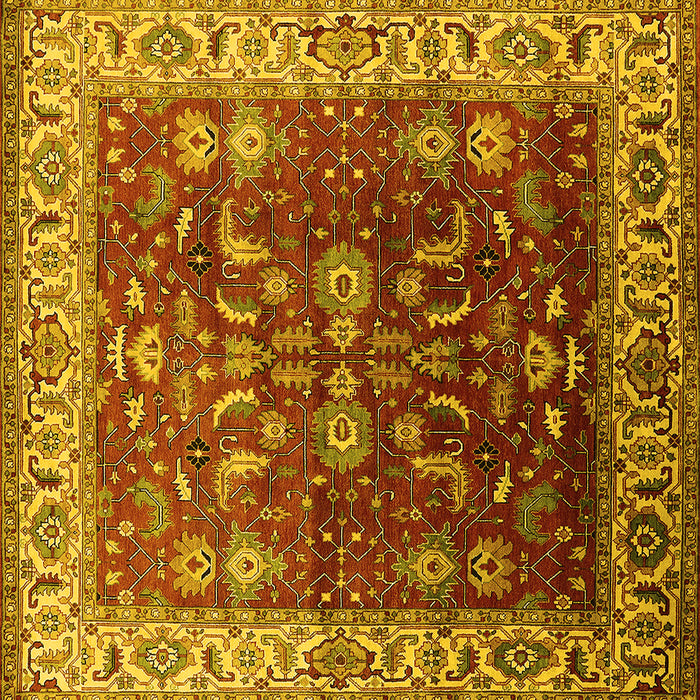 Square Oriental Yellow Traditional Rug, urb2032yw