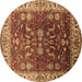 Round Oriental Brown Traditional Rug, urb2032brn