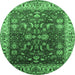 Round Oriental Emerald Green Traditional Rug, urb2032emgrn