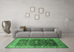 Machine Washable Oriental Emerald Green Traditional Area Rugs in a Living Room,, wshurb2032emgrn