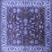 Square Machine Washable Oriental Blue Traditional Rug, wshurb2032blu