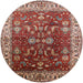 Round Mid-Century Modern Red Oriental Rug, urb2032