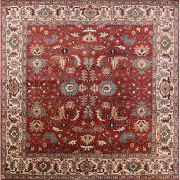 Square Machine Washable Industrial Modern Tomato Red Rug, wshurb2032