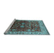 Sideview of Machine Washable Oriental Light Blue Traditional Rug, wshurb2032lblu