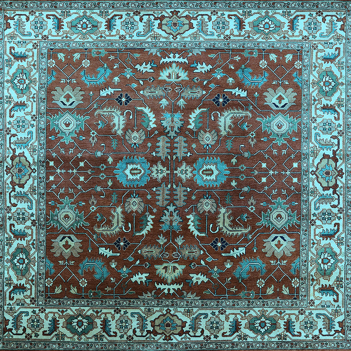 Square Machine Washable Oriental Light Blue Traditional Rug, wshurb2032lblu