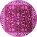Round Oriental Pink Traditional Rug, urb2032pnk