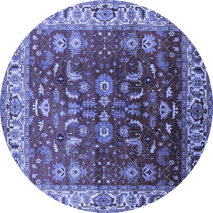 Round Oriental Blue Traditional Rug, urb2032blu
