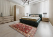 Mid-Century Modern Red Oriental Rug in a Bedroom, urb2032