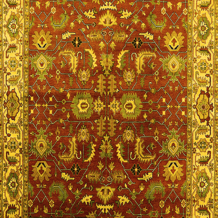 Machine Washable Oriental Yellow Traditional Rug, wshurb2032yw