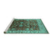 Sideview of Machine Washable Oriental Turquoise Traditional Area Rugs, wshurb2032turq